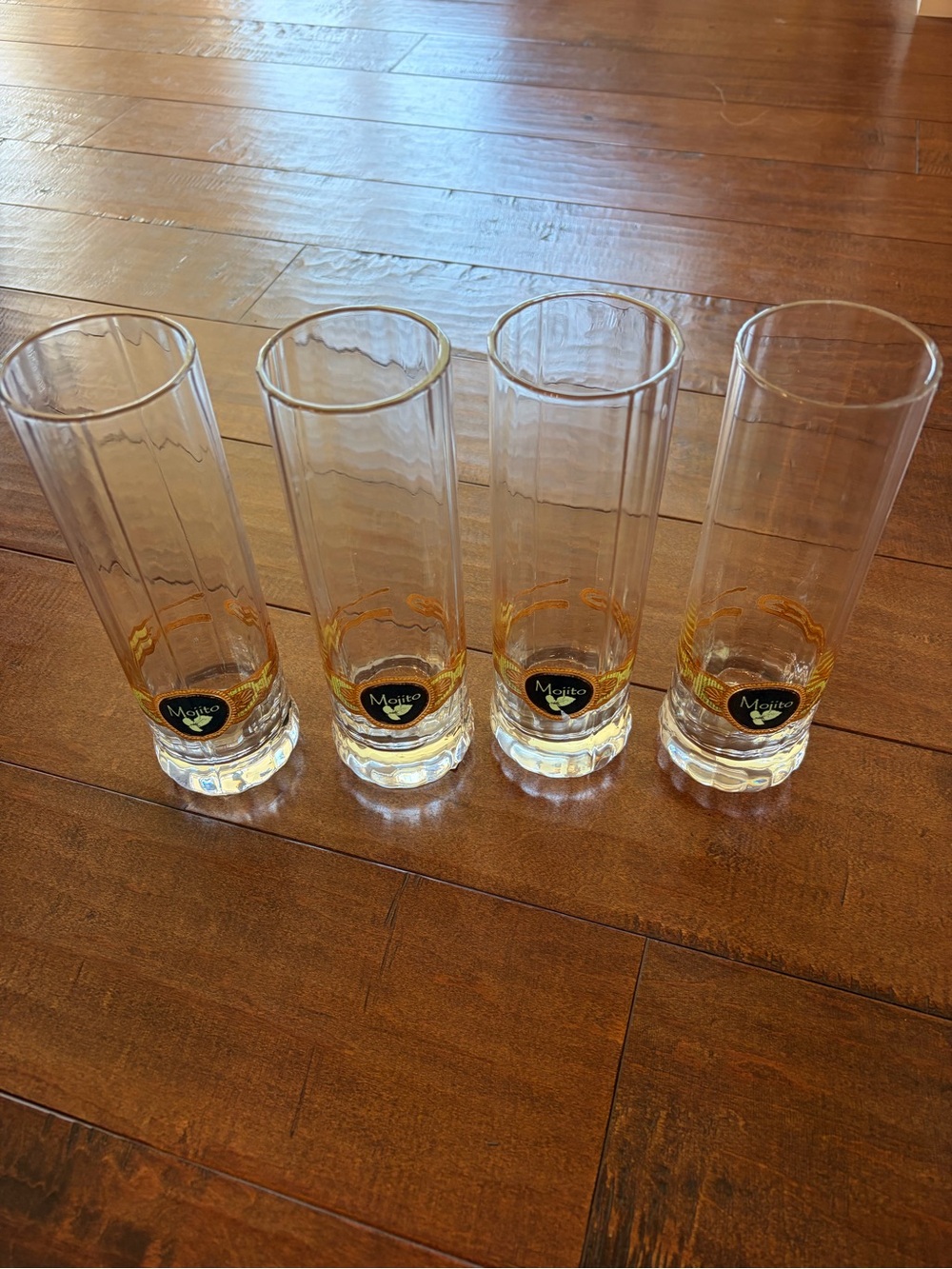 Tommy Bahama Clear Mojito Highball Glasses with Gold Accents